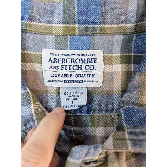 Abercrombie & Fitch vintage short sleeve button up heavy duty flannel size L ^ - Picture 3 of 7